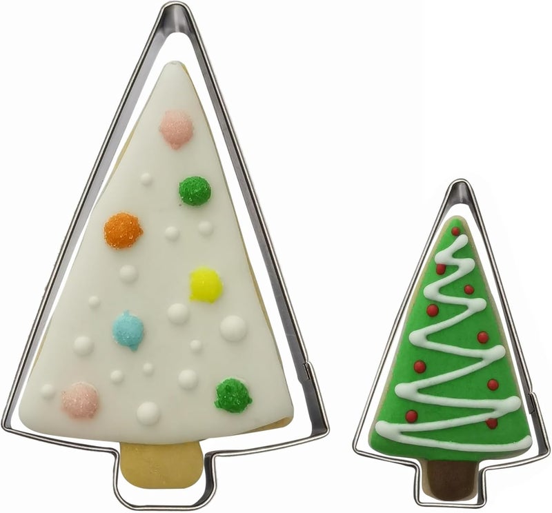 Comais Tree Shaped Cookie Cutters Set of 2 pcs Stainless Steel Christmas Tree Fondant Cutter Molds Baking DIY Shape C - Image 5
