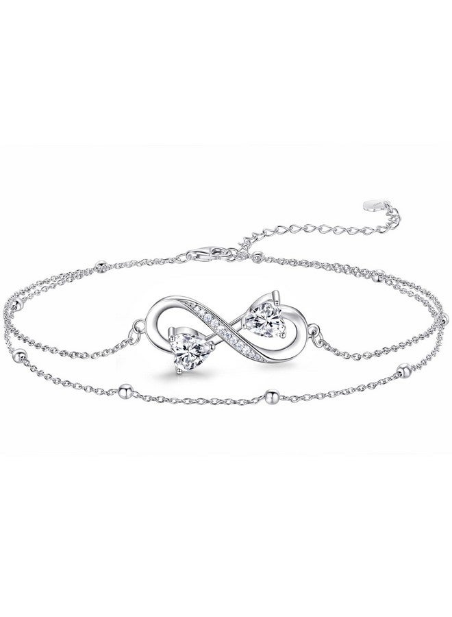 NINAMAID Anklet Bracelets For Women, 925 Sterling Silver Infinity Anklet For Women Adjustable Beach Women'S Anklets Jewelry Gifts For Women - Image 1