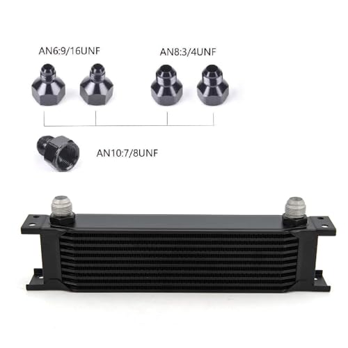 ZHSYMX 10 Row AN10-10AN Stacked Plate Oil Cooler With 6AN 8AN Adapter Universal Engine Transmission British Radiator Oil Cooler Condenser Aluminium Alloy Black - Image 2