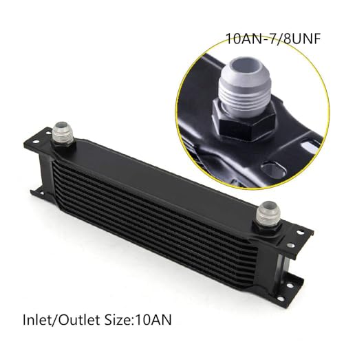 ZHSYMX 10 Row AN10-10AN Stacked Plate Oil Cooler With 6AN 8AN Adapter Universal Engine Transmission British Radiator Oil Cooler Condenser Aluminium Alloy Black - Image 4