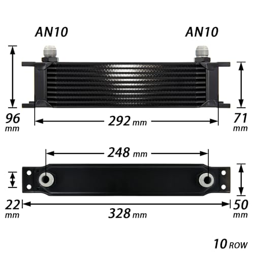 ZHSYMX 10 Row AN10-10AN Stacked Plate Oil Cooler With 6AN 8AN Adapter Universal Engine Transmission British Radiator Oil Cooler Condenser Aluminium Alloy Black - Image 5