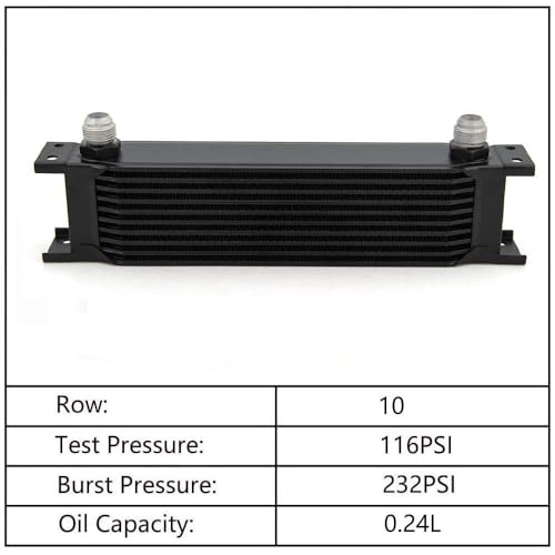 ZHSYMX 10 Row AN10-10AN Stacked Plate Oil Cooler With 6AN 8AN Adapter Universal Engine Transmission British Radiator Oil Cooler Condenser Aluminium Alloy Black - Image 3
