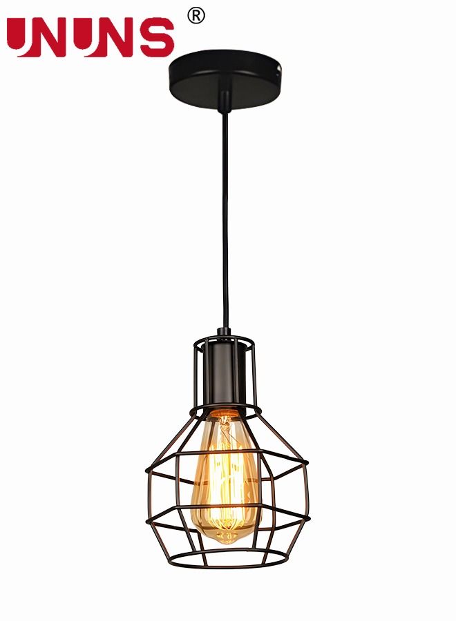 UNUNS Hanging Pendant Light,Geometric Vintage Diamond Industrial Chandelier With Metal Cage,Modern Lamp For Kitchen Living Dining Room Bedroom Hallway  - Image 1