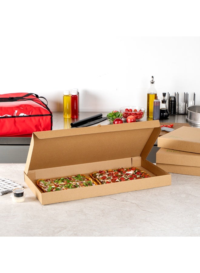 Restaurantware Eco Pie 24 x 8 x 2 Inch Flatbread Takeaway Boxes, 50 Disposable  Corrugated Pizza Boxes - Sturdy, Kraft And Green Paper Pizza Boxes, For Pizzas Or Flatbreads, Ideal for Restaurants - Image 4