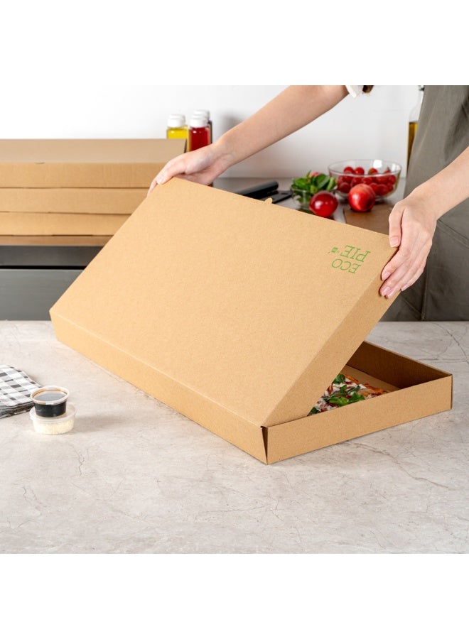 Restaurantware Eco Pie 24 x 8 x 2 Inch Flatbread Takeaway Boxes, 50 Disposable  Corrugated Pizza Boxes - Sturdy, Kraft And Green Paper Pizza Boxes, For Pizzas Or Flatbreads, Ideal for Restaurants - Image 5