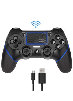 Wireless Controller Gamepad for PS4 with USB Charge Cable with Dual Vibration Clickable Touchpad Audio Function Light Bar and Anti-Slip