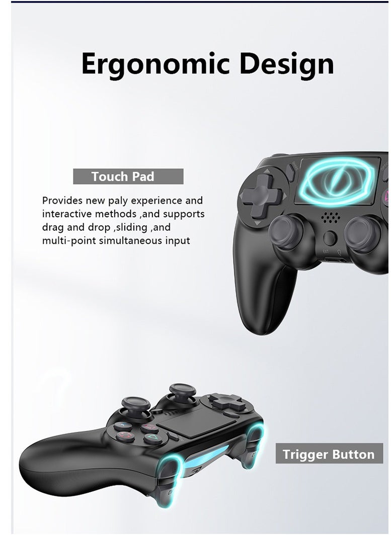 MS - Wireless Controller Gamepad for PS4 with USB Charge Cable with Dual Vibration Clickable Touchpad Audio Function Light Bar and Anti-Slip - Image 1