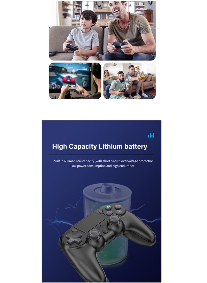 MS - Wireless Controller Gamepad for PS4 with USB Charge Cable with Dual Vibration Clickable Touchpad Audio Function Light Bar and Anti-Slip - Image 1