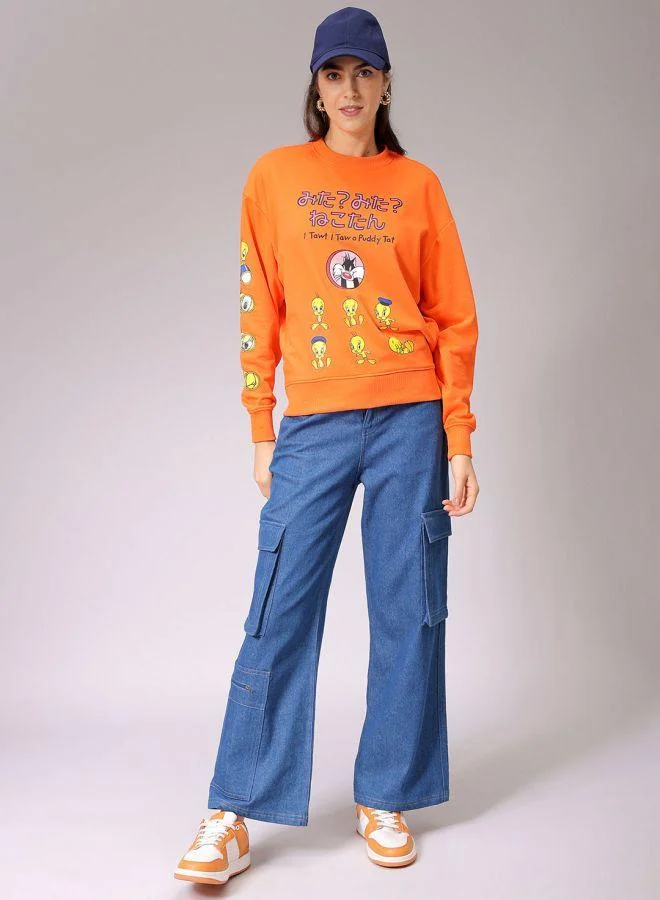 Freehand  Women Boxy Fit Looney Tunes Oversized Sweatshirt for Women | Best Price UAE