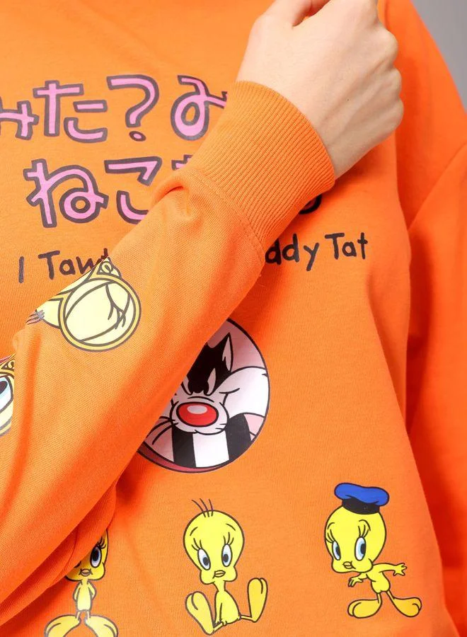 Freehand  Women Boxy Fit Looney Tunes Oversized Sweatshirt for Women | Best Price UAE