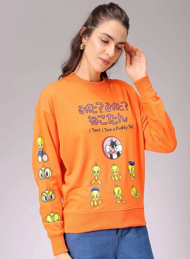 Freehand  Women Boxy Fit Looney Tunes Oversized Sweatshirt for Women | Best Price UAE