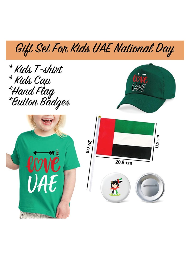 Kids UAE T-shirt for Girls - Cap - Flag and Badge Combo Pack of 4 - Image 2