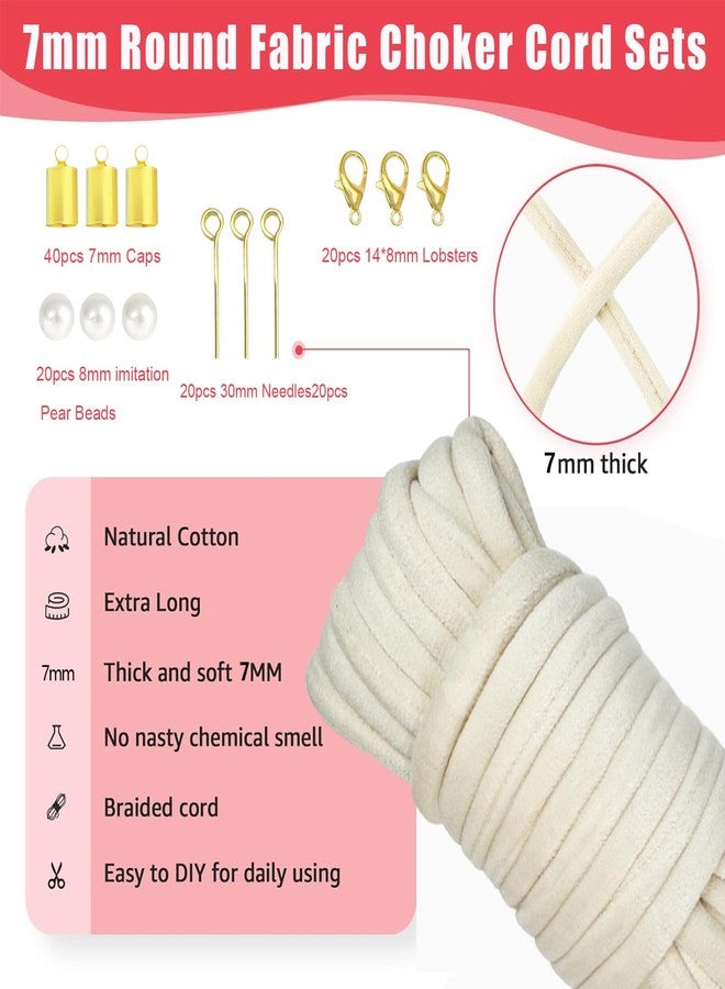 PAMIR TONG Beige Soft Velvet String-10 Yards 7mm Round Fabric Choker Cord Sets,Piping Trim Velvet Trim for Jewelry Making, Sewing, Cloth, Curtains Deco & DIY Crafts - Image 2