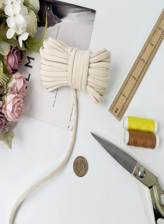 PAMIR TONG Beige Soft Velvet String-10 Yards 7mm Round Fabric Choker Cord Sets,Piping Trim Velvet Trim for Jewelry Making, Sewing, Cloth, Curtains Deco & DIY Crafts - Image 4
