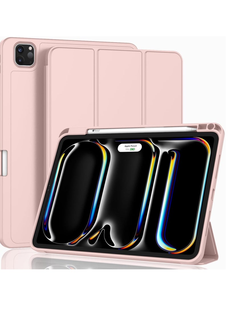 MIGOFAST IPad Pro 13 Inch Case M4 2024 Model  7th Generation  with Pencil Holder  Smart iPad Case [Support Pencil Pro and Pencil  USB-C Support Touch ID and Auto Wake/Sleep Rose Pink - Image 1