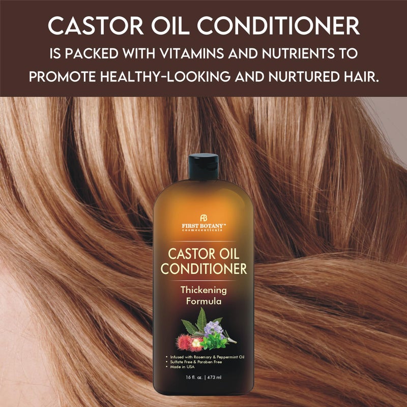 First Botany Castor Oil Conditioner - An Anti Hair Loss Conditioner Thickening formula For Hair Regrowth, Anti Thinning Sulfate Free For Men & Women Anti Dandruff Treatment 16 fl oz - Image 5