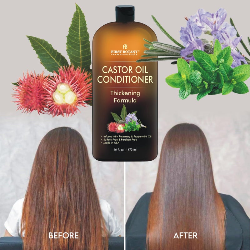 First Botany Castor Oil Conditioner - An Anti Hair Loss Conditioner Thickening formula For Hair Regrowth, Anti Thinning Sulfate Free For Men & Women Anti Dandruff Treatment 16 fl oz - Image 3