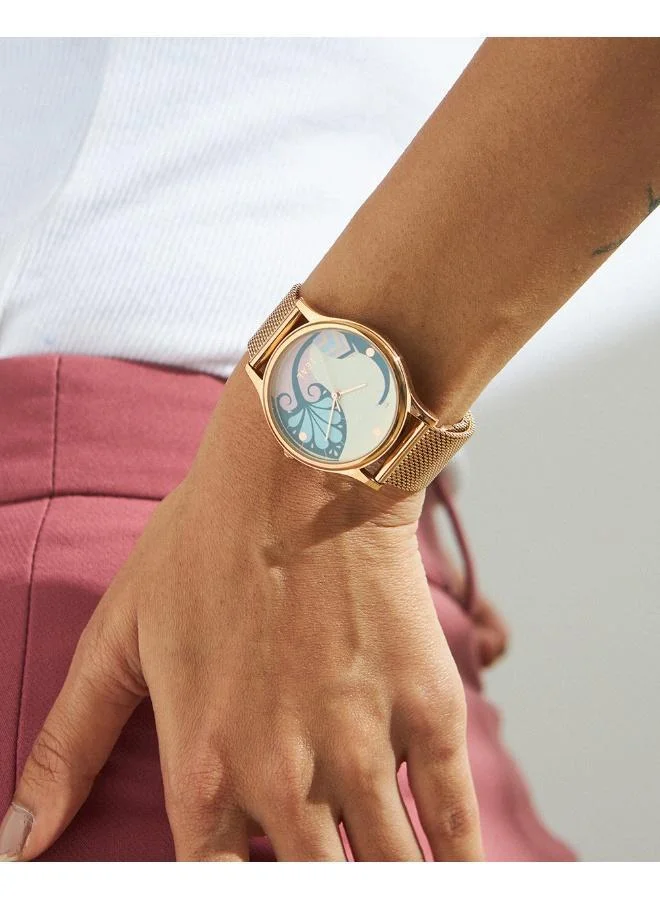 Chumbak Teal By Chumbak |  Urban feathers Watch - Metal Mesh Strap