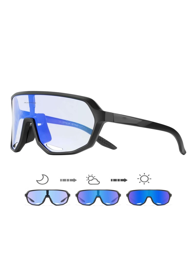 Zikra Photochromic Cycling Glasses, Polarized Sports Sunglasses, Mountain Bike Sunglasses, Sports Goggles UV Protection, for Men Women, Baseball Sunglasses for Driving Fishing, Black - Image 1