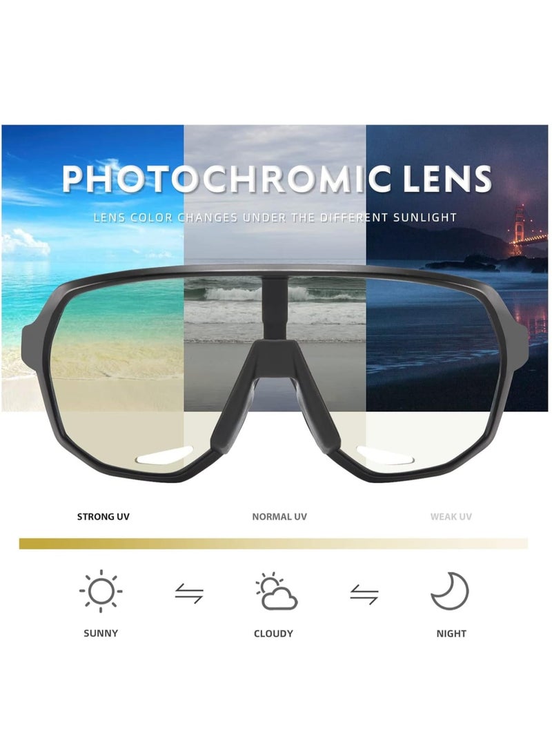 Zikra Photochromic Cycling Glasses, Polarized Sports Sunglasses, Mountain Bike Sunglasses, Sports Goggles UV Protection, for Men Women, Baseball Sunglasses for Driving Fishing, Black - Image 4