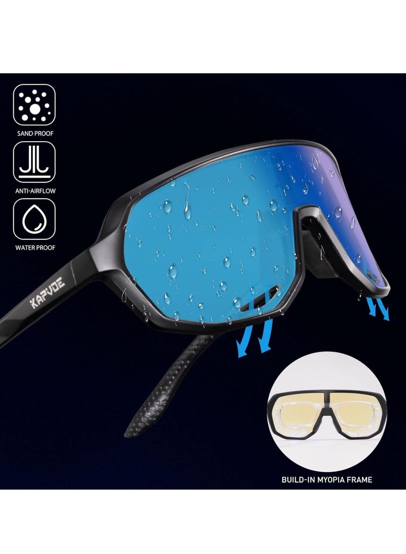 Zikra Photochromic Cycling Glasses, Polarized Sports Sunglasses, Mountain Bike Sunglasses, Sports Goggles UV Protection, for Men Women, Baseball Sunglasses for Driving Fishing, Black - Image 5