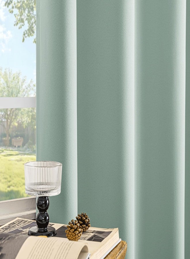 Beauoop 100% Blackout Curtains 96 Inch Long 2 Panels for Bedroom Living Room Seafoam Green Solid Room Darkening Thermal Insulated Soundproof Energy Saving Grommet Top Window Treatment Drapes,52x96 - Image 4