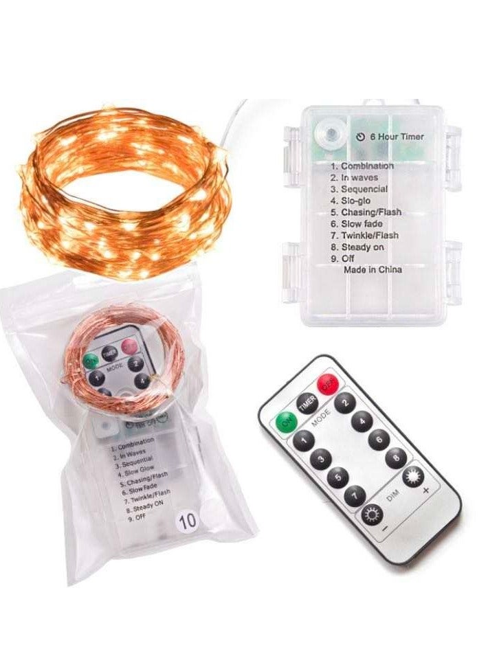 PAMEER 12mtr 120 LEDs Remote Control Fairy String Lights,  Warm White Battery Operated LED String Lights for Christmas EID Ramadan Diwali Wedding Birthday Party Home Decoration Waterproof with 8 Modes  - Image 2