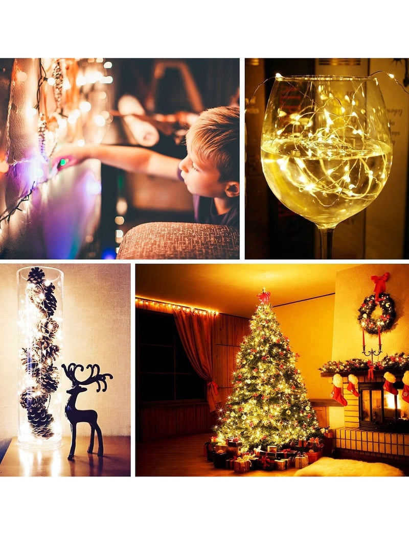 PAMEER 12mtr 120 LEDs Remote Control Fairy String Lights,  Warm White Battery Operated LED String Lights for Christmas EID Ramadan Diwali Wedding Birthday Party Home Decoration Waterproof with 8 Modes  - Image 4
