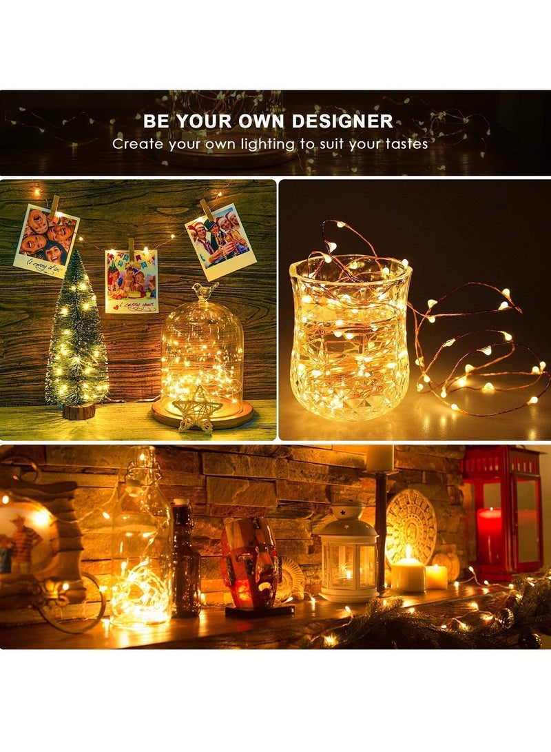 12mtr 120 LEDs Remote Control Fairy String Lights,  Warm White Battery Operated LED String Lights for Christmas EID Ramadan Diwali Wedding Birthday Party Home Decoration Waterproof with 8 Modes