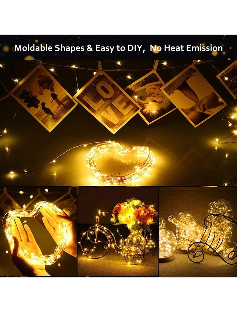 12mtr 120 LEDs Remote Control Fairy String Lights,  Warm White Battery Operated LED String Lights for Christmas EID Ramadan Diwali Wedding Birthday Party Home Decoration Waterproof with 8 Modes