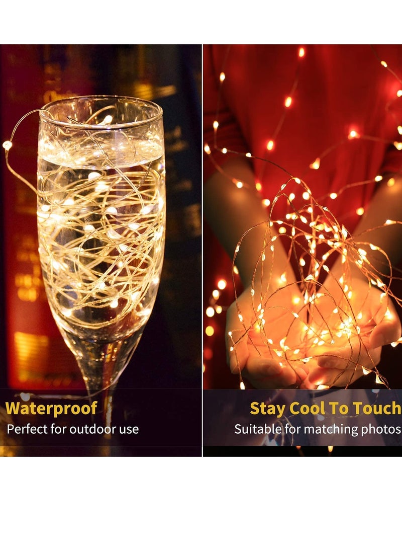 12mtr 120 LEDs Remote Control Fairy String Lights,  Warm White Battery Operated LED String Lights for Christmas EID Ramadan Diwali Wedding Birthday Party Home Decoration Waterproof with 8 Modes