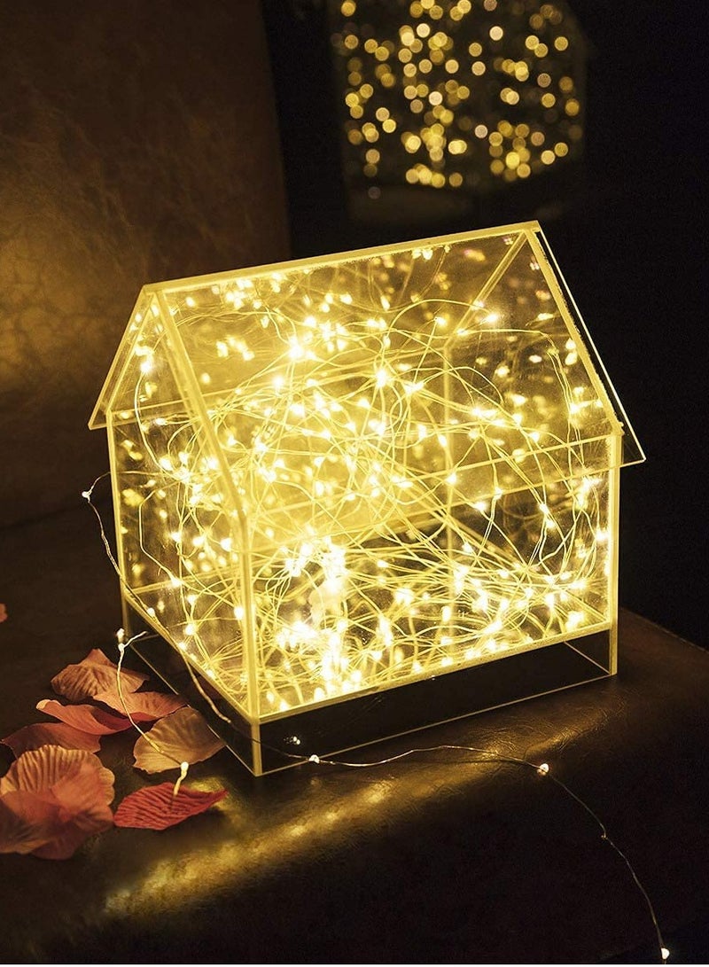 PAMEER 12mtr 120 LEDs Remote Control Fairy String Lights,  Warm White Battery Operated LED String Lights for Christmas EID Ramadan Diwali Wedding Birthday Party Home Decoration Waterproof with 8 Modes  - Image 5
