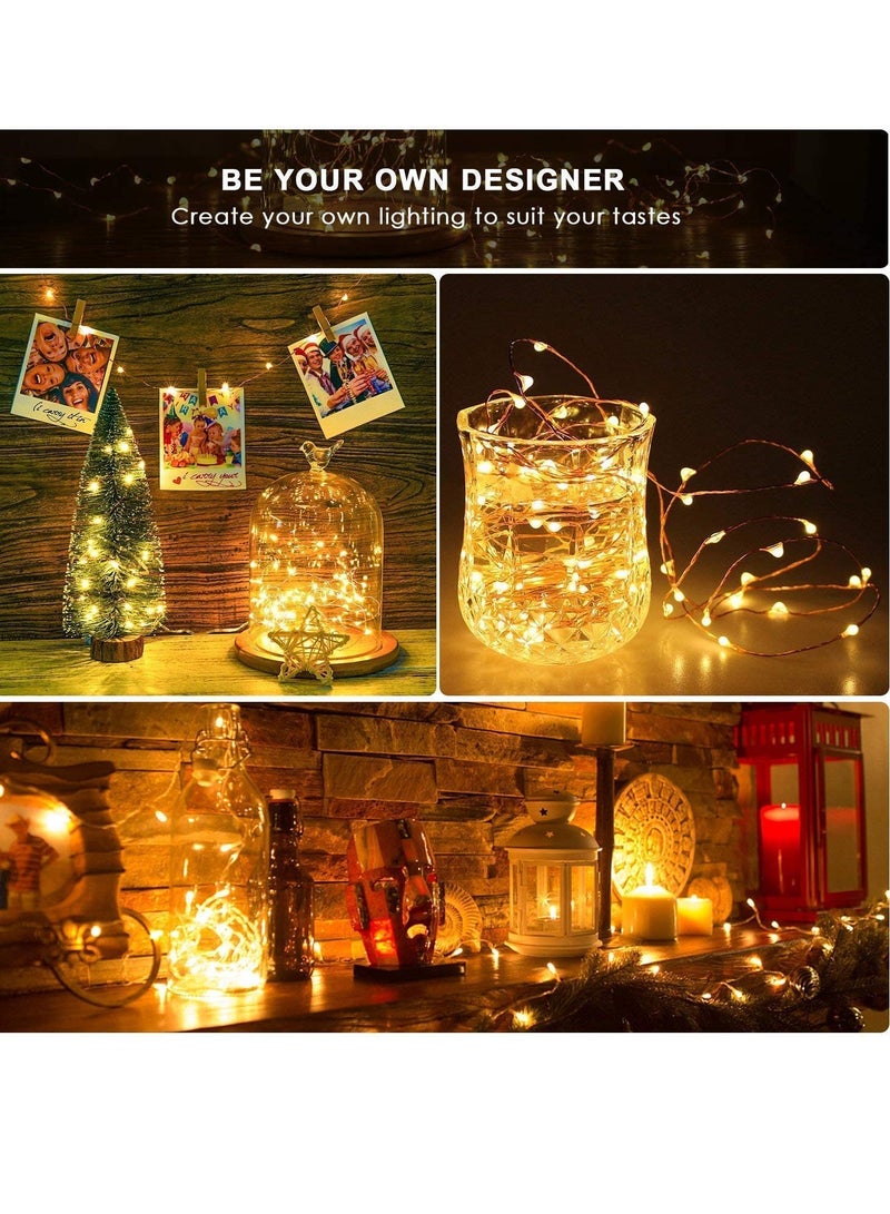 12mtr 120 LEDs Remote Control Fairy String Lights,  Warm White Battery Operated LED String Lights for Christmas EID Ramadan Diwali Wedding Birthday Party Home Decoration Waterproof with 8 Modes