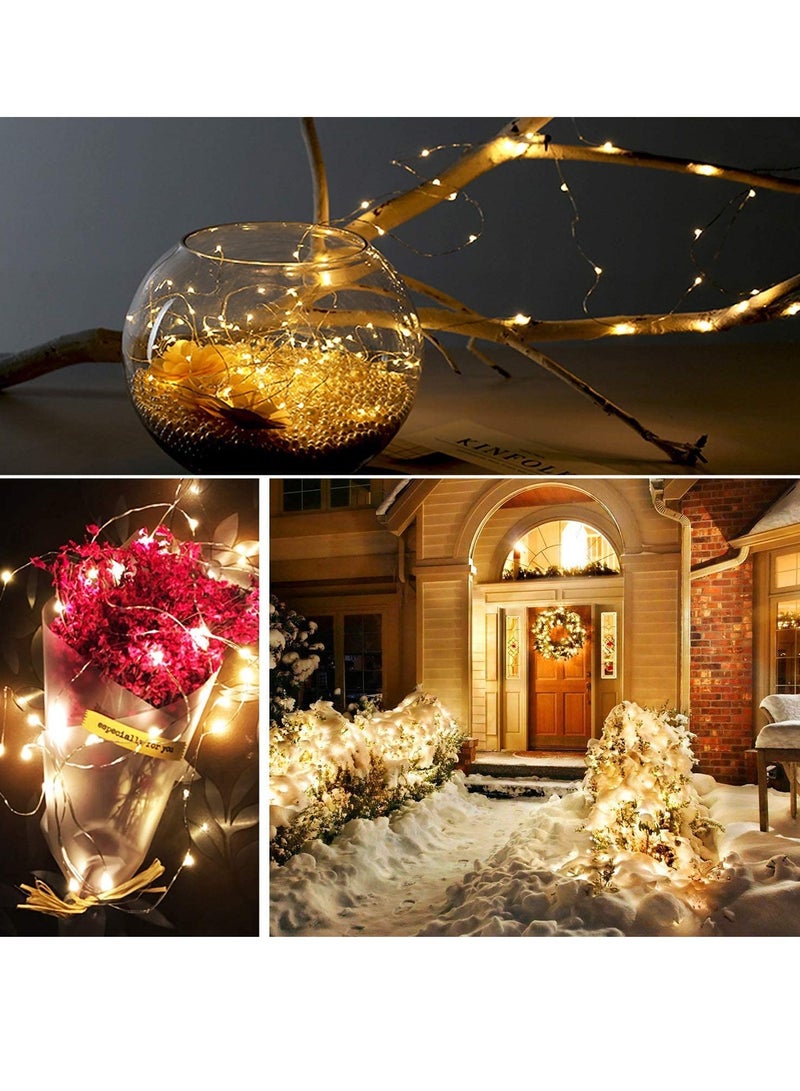 12mtr 120 LEDs Remote Control Fairy String Lights,  Warm White Battery Operated LED String Lights for Christmas EID Ramadan Diwali Wedding Birthday Party Home Decoration Waterproof with 8 Modes