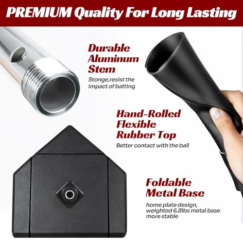 JASCOPRO Portable Baseball Batting Tee, Height Adjustable from 25-37 inch Hitting Tee for Baseball and Softball,Premium Baseball Tee with Rubber Top,Alumium Pole,Metal Base for Kids/Youths/Adults - Image 3
