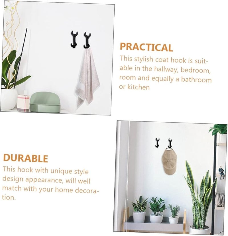 Vintage Iron Wall Mounted Hooks 2Pcs Multifunctional Coat Towel Holder Industrial Style - Image 3
