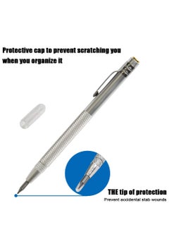 SYOSI Tungsten Carbide Tip Scriber 2 pcs Aluminium Etching Pen with 2 Replacement Marking Tip for Glass Ceramics Metal Sheet  - Image 5