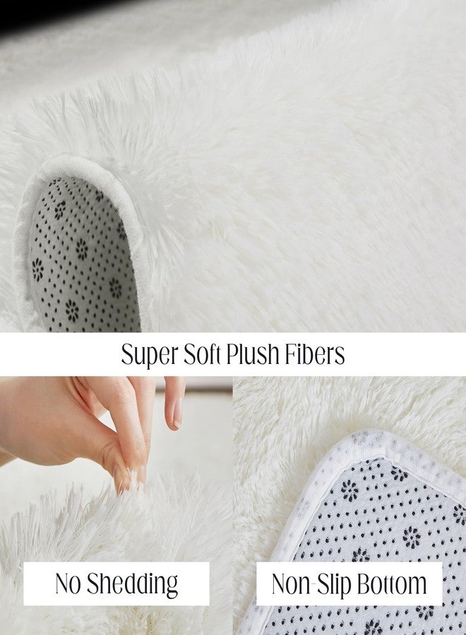 Puremy Fluffy Plush Rug for Bedroom Non-Slip Living Room Nursery Hallway Room Decor 8 x 10 Inch White - Image 4