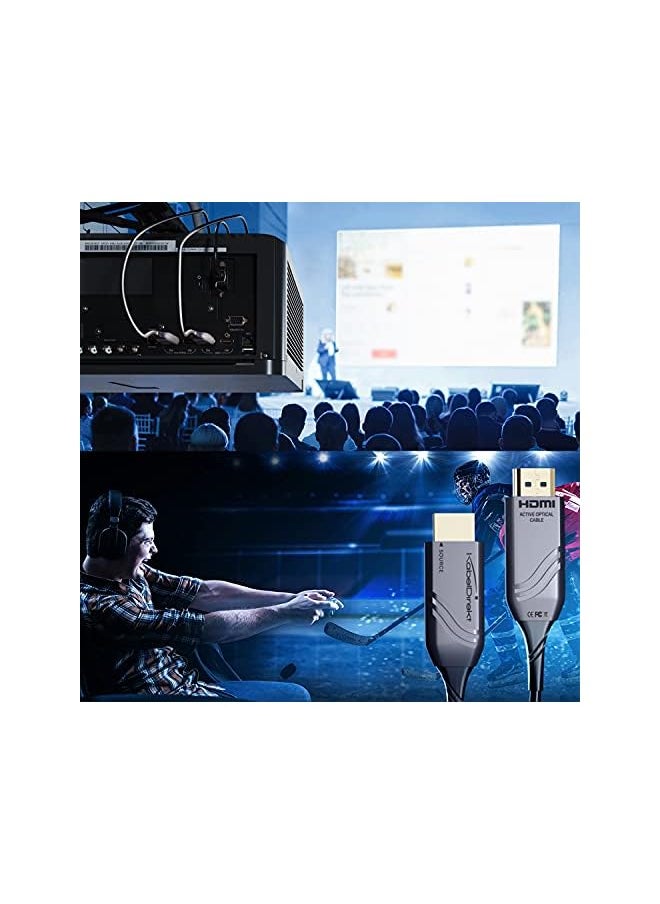 KabelDirekt - 10M 8K Hdmi 2.1 Cable High Eed Premium Fiber Certified 48G 8K At 60Hz Officially Licensed Non Loss Sending Flex Fiber Optic Grey Black - Image 1