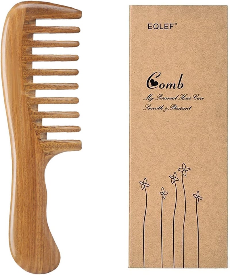 Green Sandalwood WideTooth no Static Handmade Comb Quality Wooden Curls Comb WideTooth Comb
