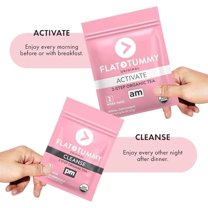 Flat Tummy شاي ديتوكس البطن المسطح (برنامج 2 أسبوع) - شاي ديتوكس من خطوتين لزيادة الطاقة وتقليل الانتفاخ* - تطهير طبيعي بالكامل مع الشاي الأخضر، بلسم الليمون، الهندباء، الشمر، والمزيد - دعم الهضم - Image 3
