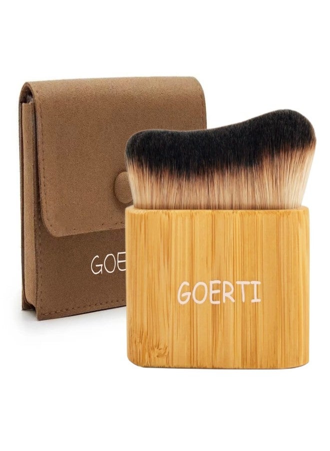 GOERTI فرشاة تسمير للسمرة الذاتية GOERTI فرشاة جسم مزيفة فرشاة كابوكي للأساس للوجه والجسم فرشاة مكياج لدمج السمرة، البرونزر، اللمعان، خافي العيوب أو الهايلايتر، مع علبة واقية - Image 1
