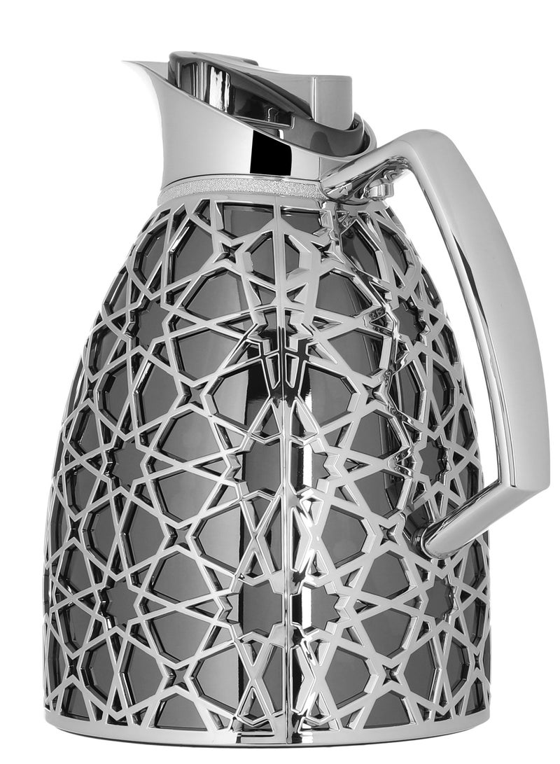 السيف غاليري طقم ترامس أندلسية السيف غاليري، 0.75/1 لتر، نقش اسلامي، حافظة داخلية زجاج، هيكل خارجي بلاستيك - أسود وفضي - Image 3