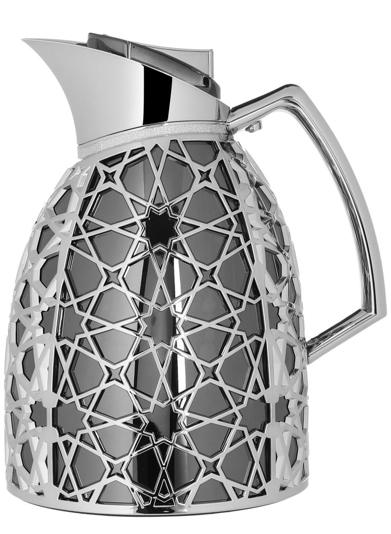 السيف غاليري طقم ترامس أندلسية السيف غاليري، 0.75/1 لتر، نقش اسلامي، حافظة داخلية زجاج، هيكل خارجي بلاستيك - أسود وفضي - Image 2