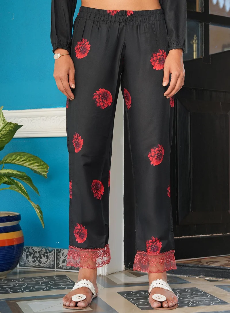 Qissa  Women's Onyx Black Marigloire Imprint Kurta Set for Women | Best Price UAE