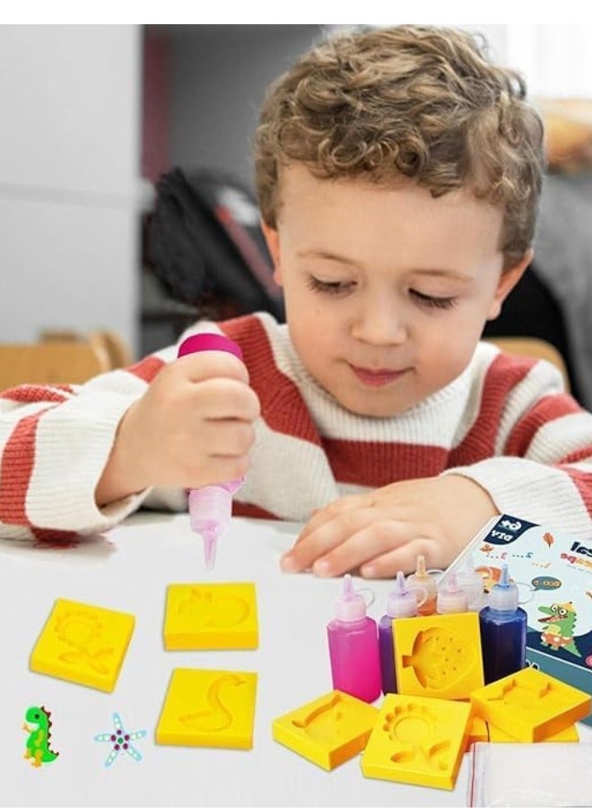 New magical three-dimensional water games for children, made by yourself, 6 color bottles + 6 shapes, each shape has two sides + brush + industry + 2 bags - Image 2