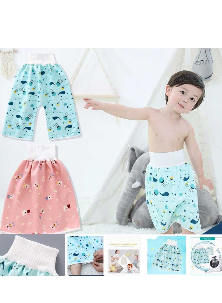 1 قطعة تنورة قطنية للأطفال ملابس داخلية مقاومة للماء للتبول وسراويل الحفاضات وتدريب على استخدام المرحاض - Image 2