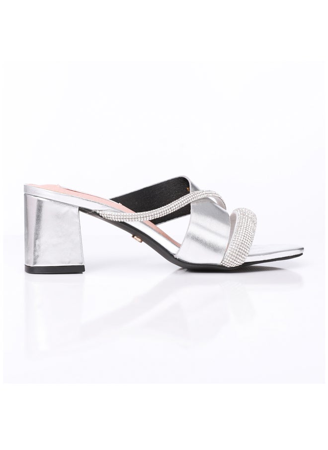 DejaVu - Slip On Strased Mid Heeled Slipper - Image 1