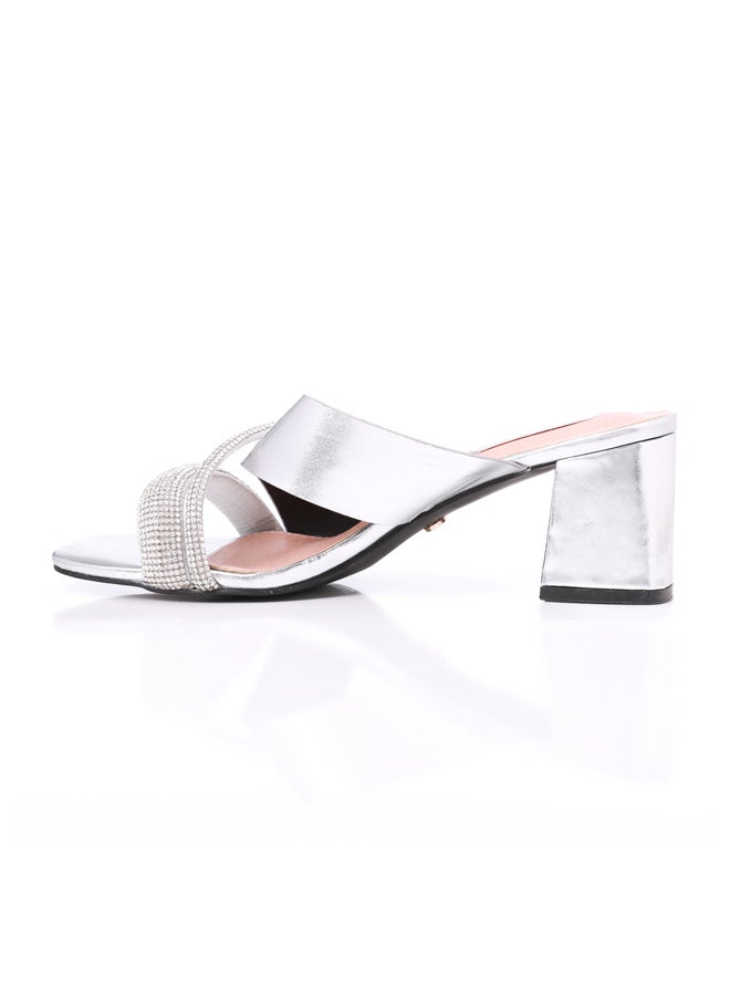 DejaVu - Slip On Strased Mid Heeled Slipper - Image 1
