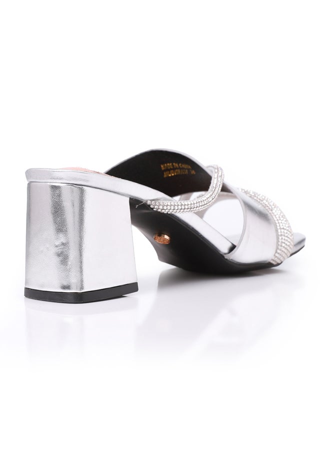 DejaVu - Slip On Strased Mid Heeled Slipper - Image 1